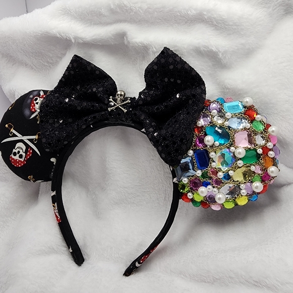 Disney PIRATE Minnie Mouse EARS w/Rhinestones & Faux Pearls • Adult • Clean - Picture 7 of 9